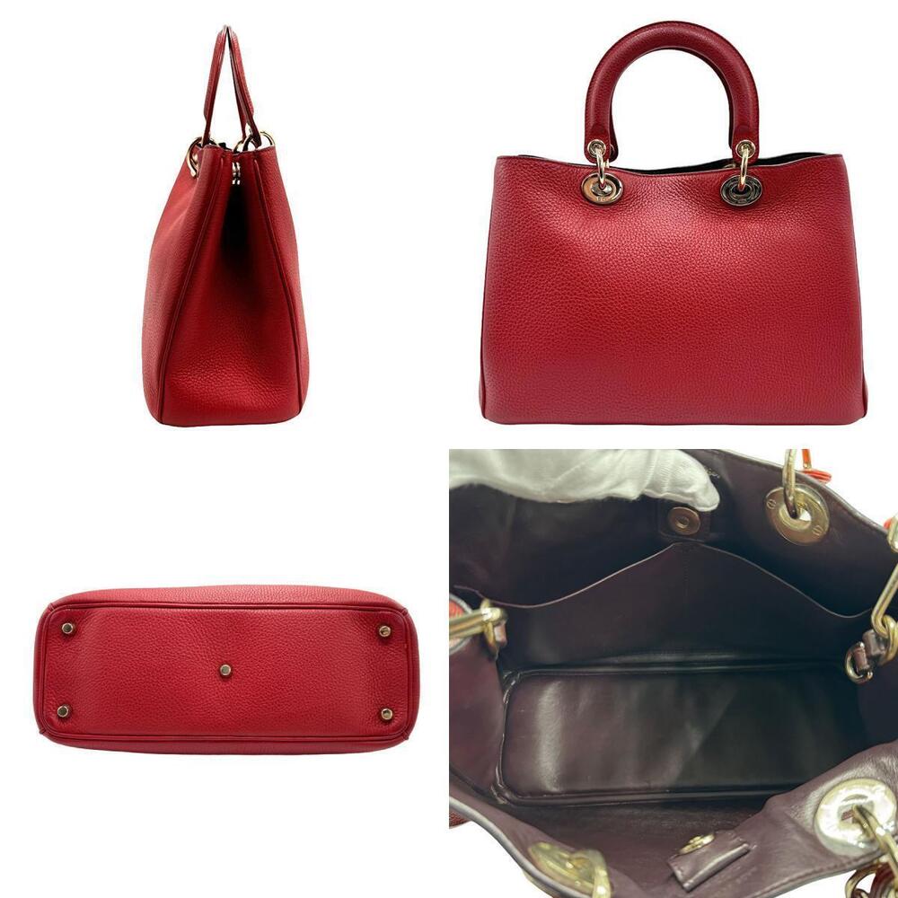 Dior leather red Shoulder Bag gold 2way issimo  Christian Red Gold